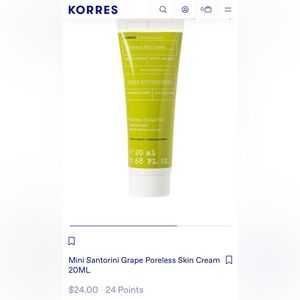 Korres Santorini Grape Poreless Skin Cream Mini 0.68 oz NEW Travel Size